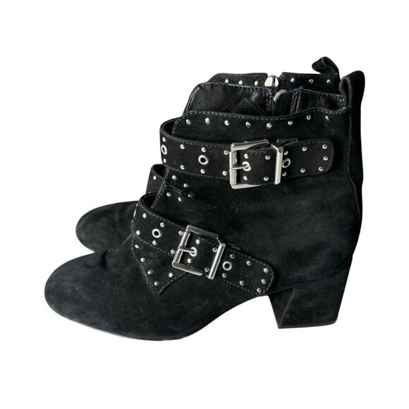 Rebecca Minkoff Logan Studded Suede Booties Black Size 8 - Picture 3 of 5